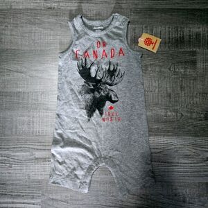 Gray 'Oh Canada' Moose Romper